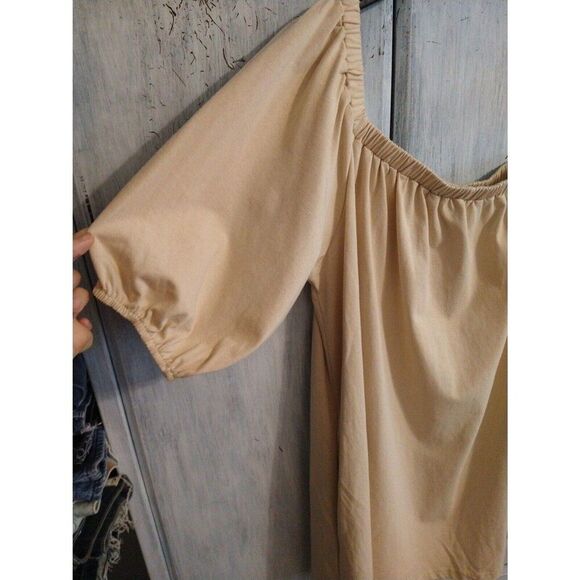 Things between Puff sleeve beige Nwt one sleeve medium dress Boho Cottage Core - Picture 4 of 10